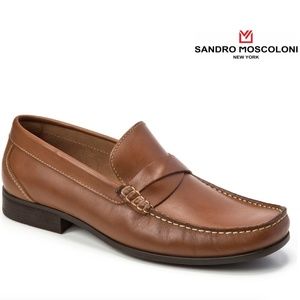 Sandro Moscoloni Brown Leather Cross Strap Loafer